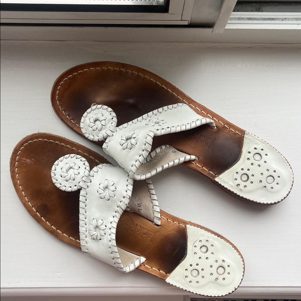 Jack Rogers - White and Brown Leather Sandals